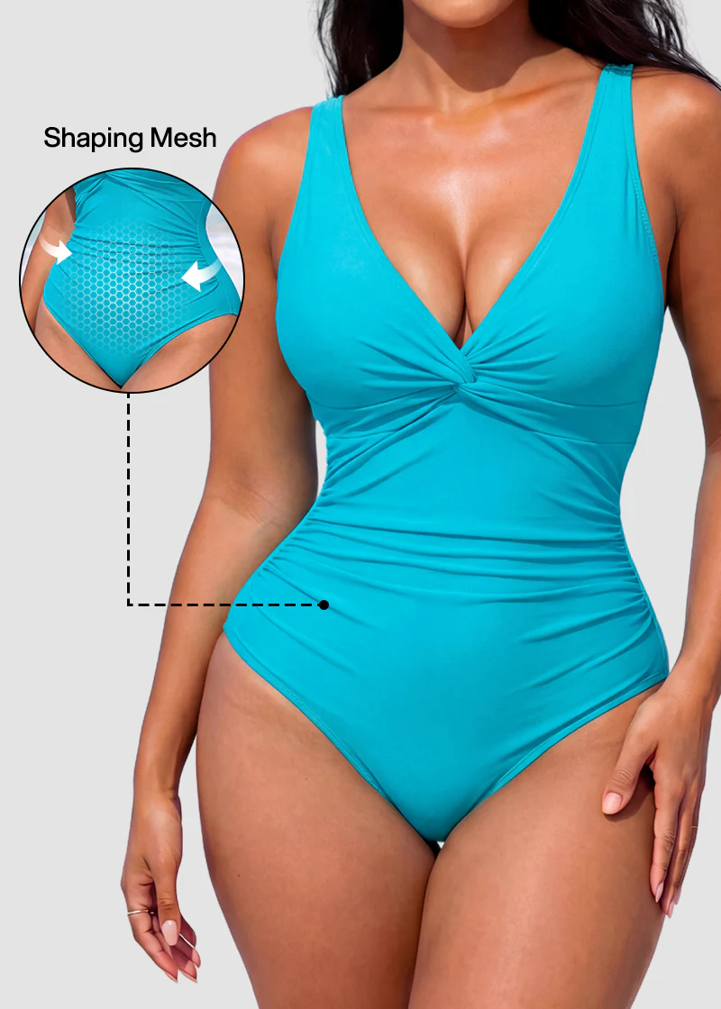 [Run One Size Smaller] Hourglass™ Twist Front Tummy Control One-Piece Swimsuit - Image 46