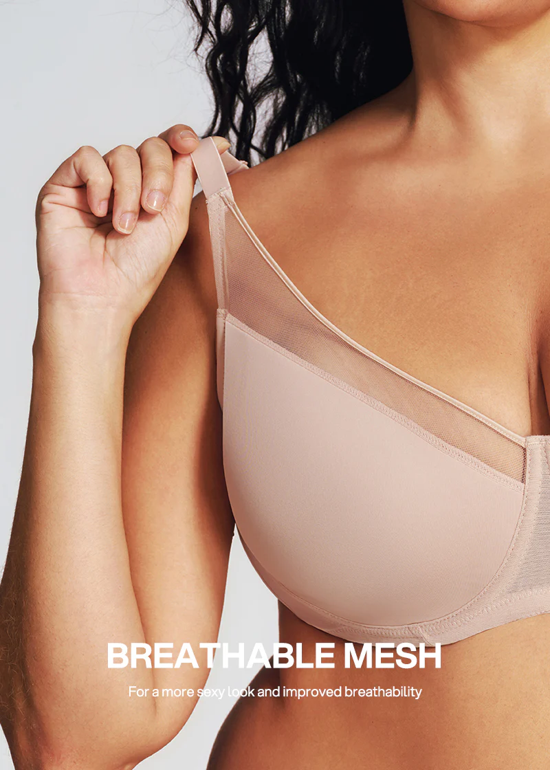 Unlined Mesh Panel Minimizer Bra - Image 5