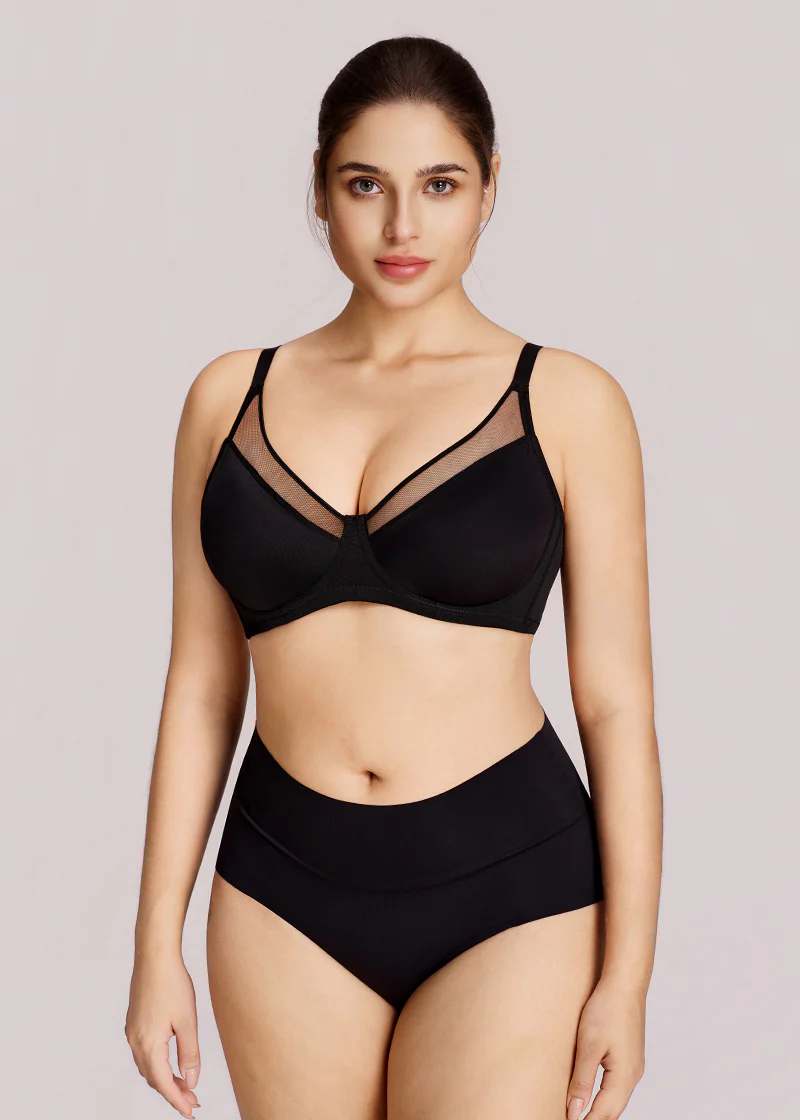 Unlined Mesh Panel Minimizer Bra - Image 6