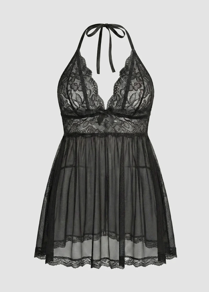Women’s Plus Size Lace Babydoll – Mesh Chemise Sleepwear - Image 18