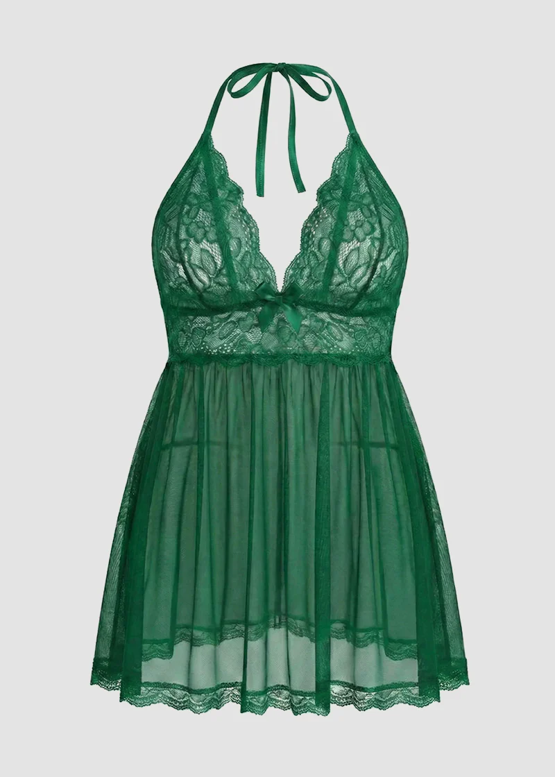 Women’s Plus Size Lace Babydoll – Mesh Chemise Sleepwear - Image 19