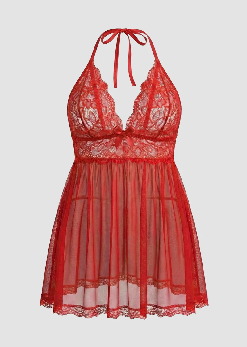Women’s Plus Size Lace Babydoll – Mesh Chemise Sleepwear - Image 21