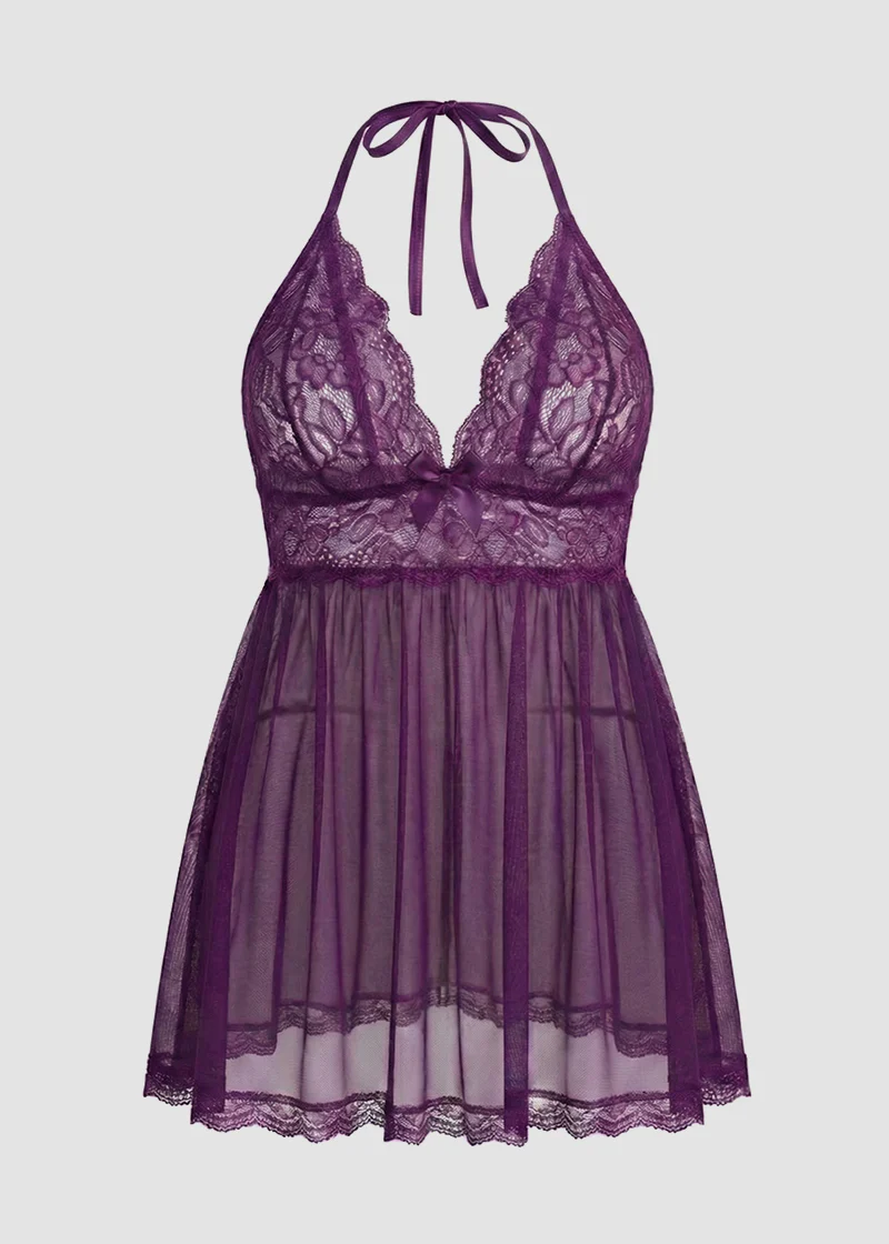 Women’s Plus Size Lace Babydoll – Mesh Chemise Sleepwear - Image 22