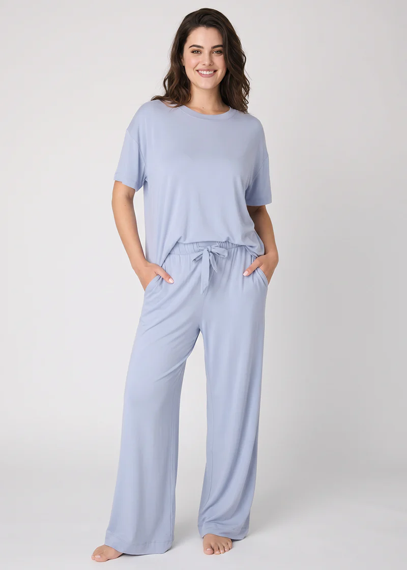 Women's Breathable Pajama Set with T-Shirt & Pocket Pants