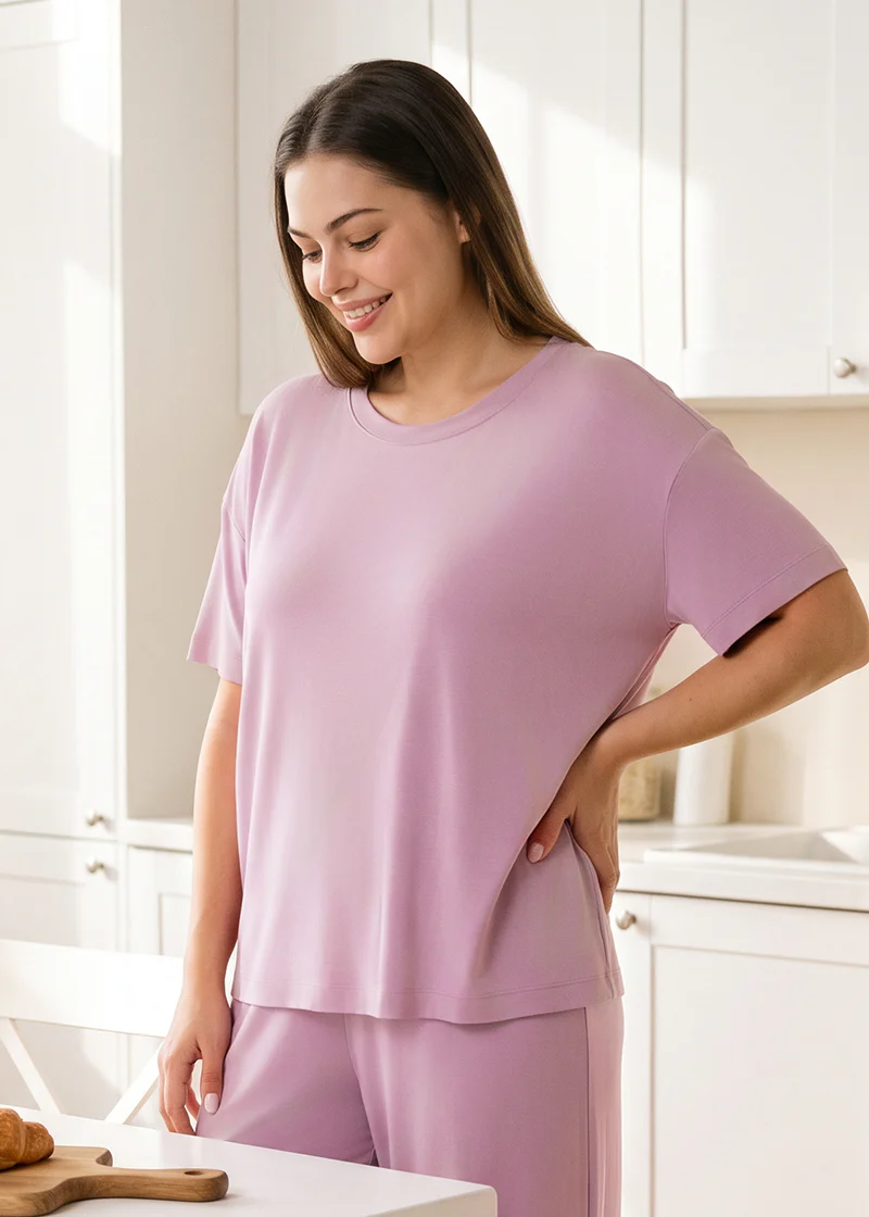 Women's Breathable Pajama Set with T-Shirt & Pocket Pants - Image 11