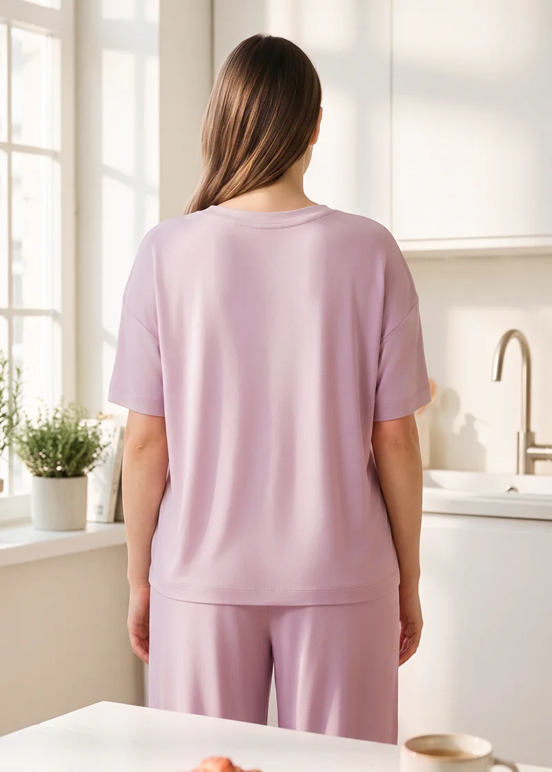 Women's Breathable Pajama Set with T-Shirt & Pocket Pants - Image 12