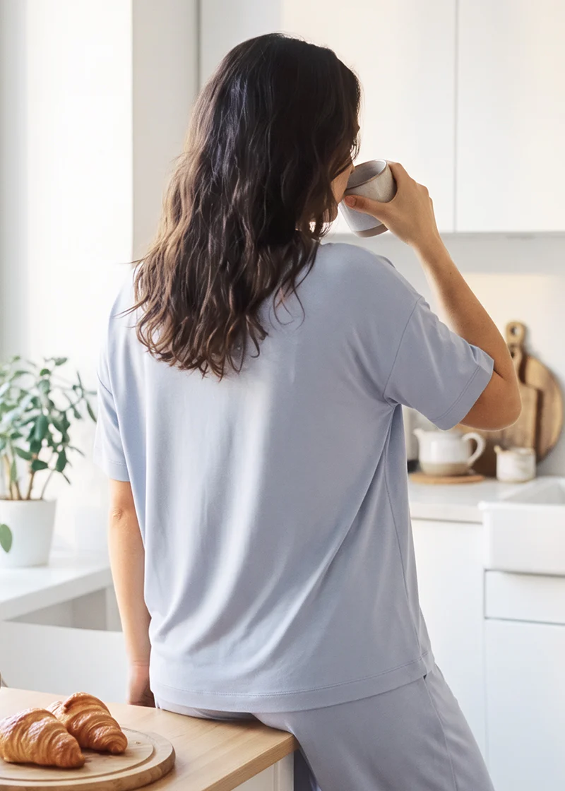 Women's Breathable Pajama Set with T-Shirt & Pocket Pants - Image 4