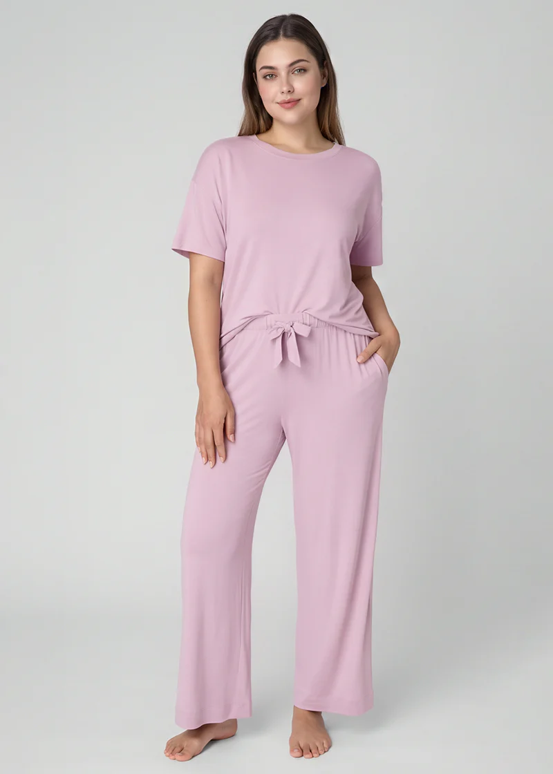 Women's Breathable Pajama Set with T-Shirt & Pocket Pants - Image 9